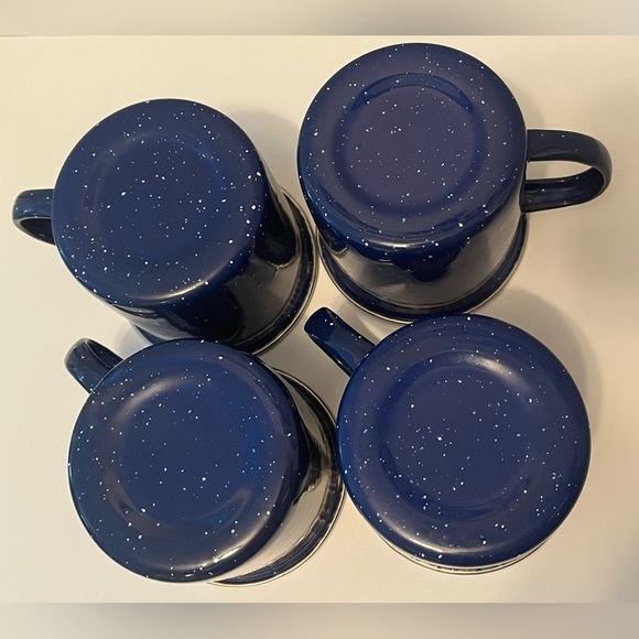 Blue enamel speckled metal mug set of 4 - Picture 2 of 4